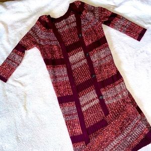 Never Worn FREEPEOPLE Multi-Colored 3/4 Sleeve Maxi Cardigan